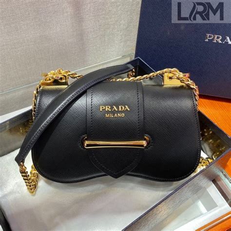 prada sidonie chain shoulder black|Black Saffiano Leather Prada Sidonie Bag .